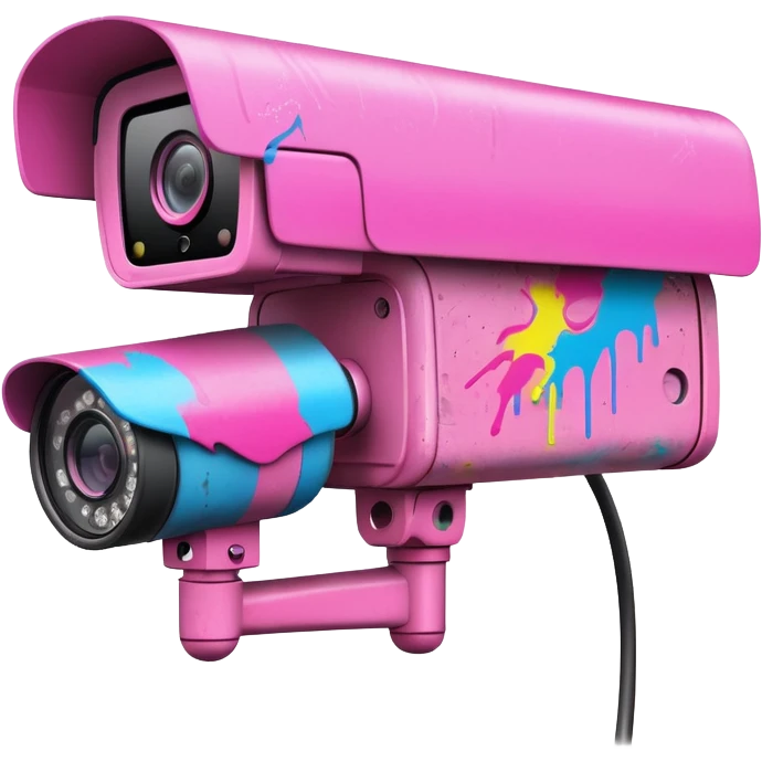 Security Camera pink with graffity emoji