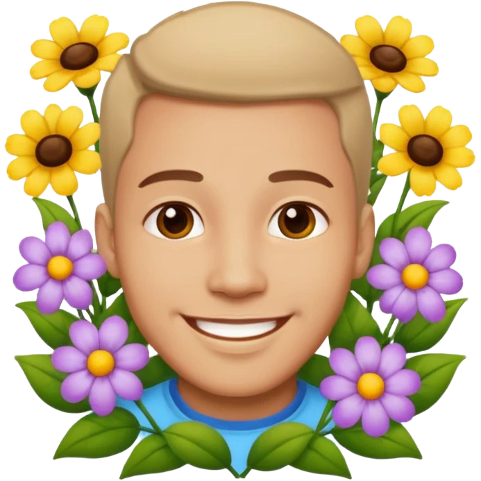 Man flowers at bottom emoji