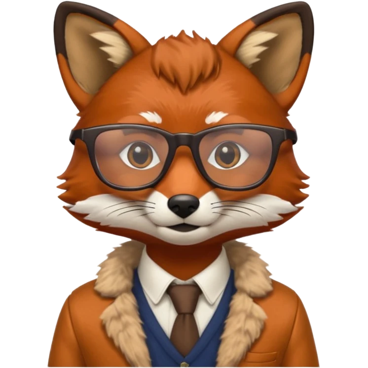 fox with clothes and wearing glasses emoji