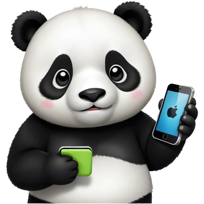 panda with iphone in hand emoji