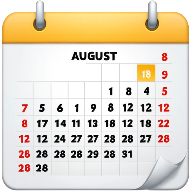 Emoji of calendar page for August 18 like📅 emoji