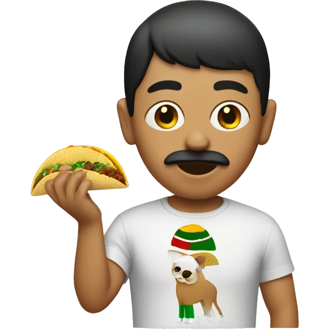 Mexican with a bowl cut eating a taco  emoji