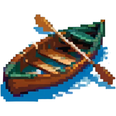 wooden rowboat with oars on water emoji