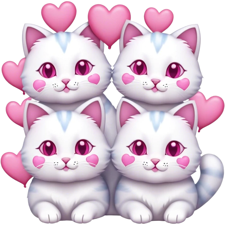 four Cats with hearts emoji