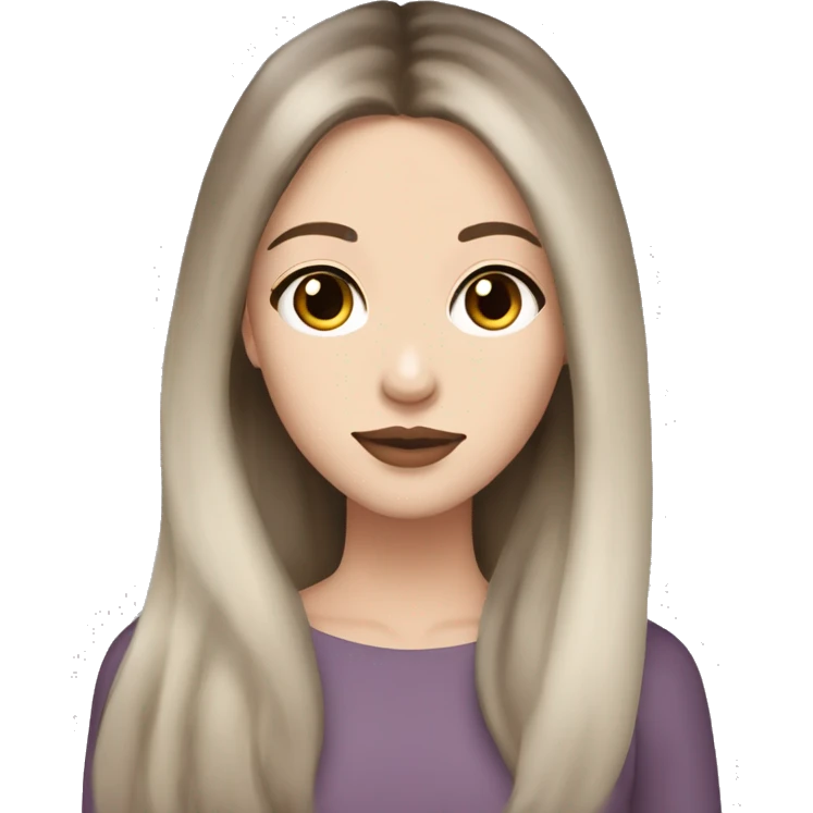 Beautiful young woman,Black and brown hair,long hair,White skin,oval face,big eyes,Blackeyes,Mauve Lips,Chinese  emoji