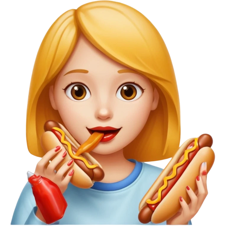 Girl eats hotdog emoji