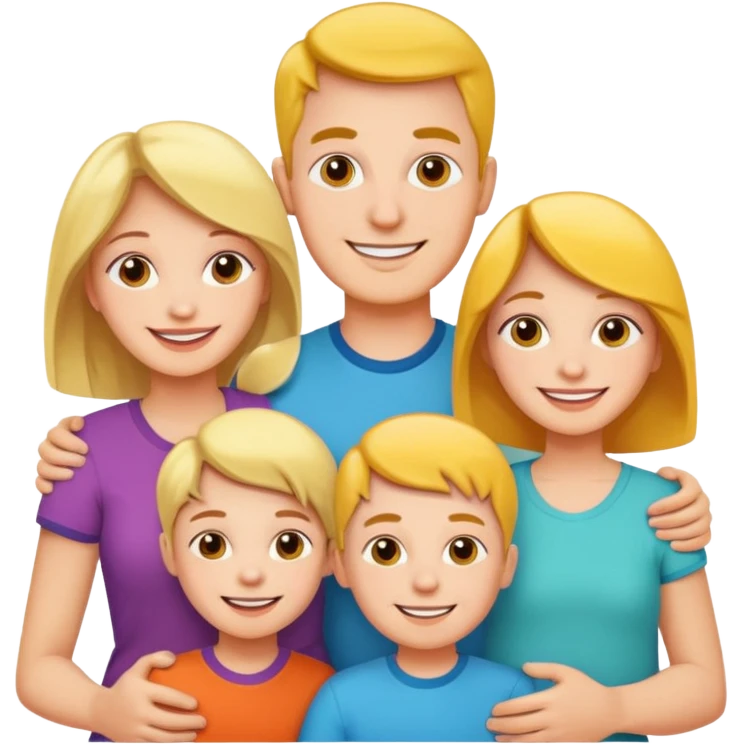 "Husband and wife with 50 children taking a group photo, cheerful, colorful cartoon style, bright and playful." emoji