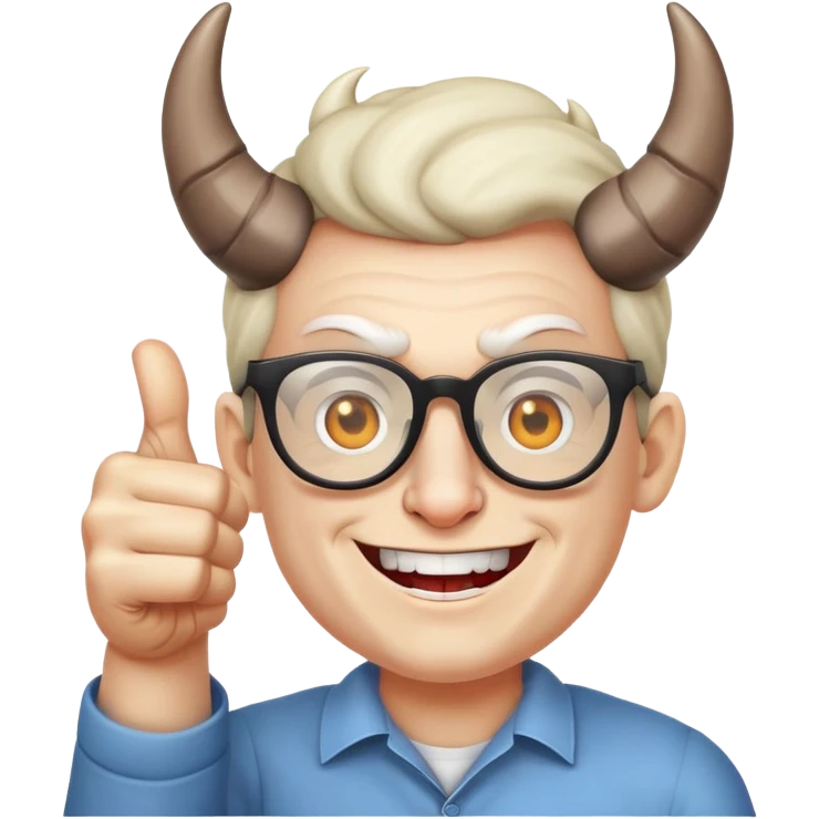 evil horn half brain smile glasses thumbs up emoji