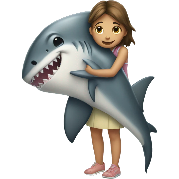 girl hugging shark emoji