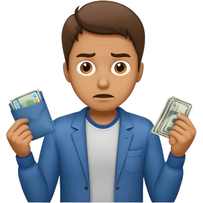 man showing empty pockets emoji