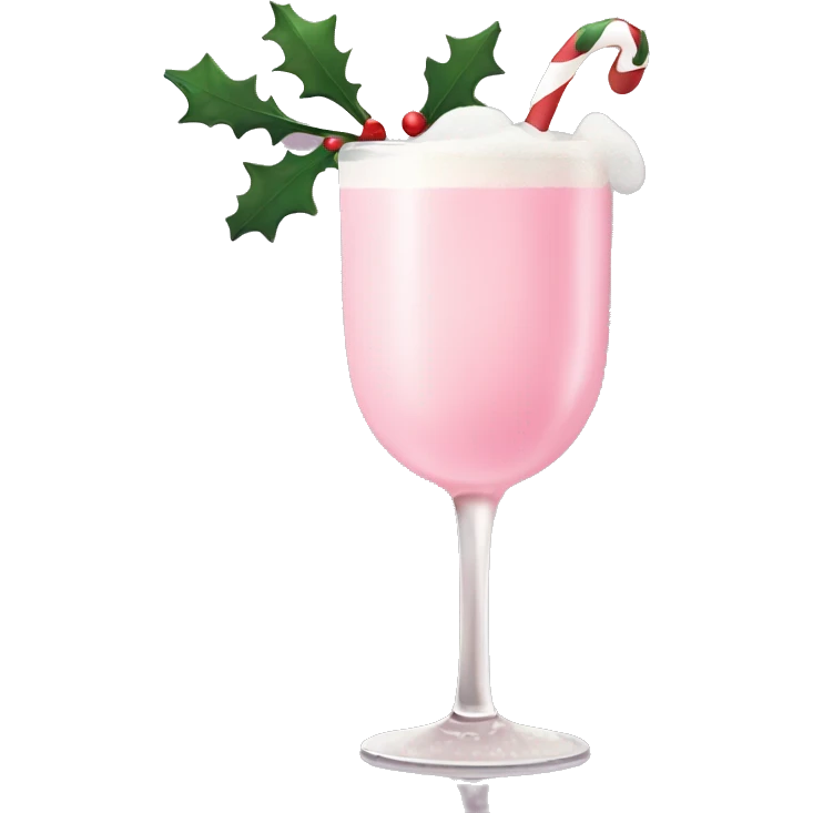 pastel pink christmas drink, with mistletoe on the top of it emoji