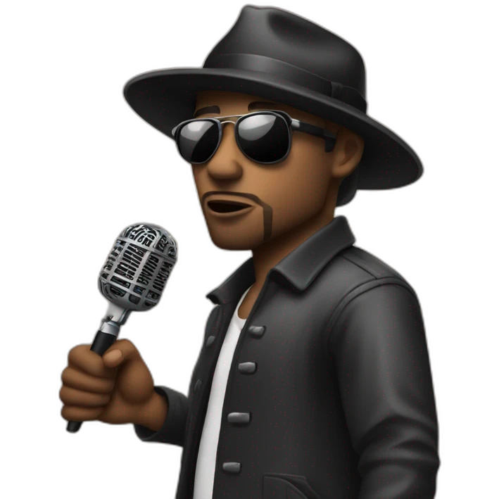A gangster music artist with holding a mic emoji