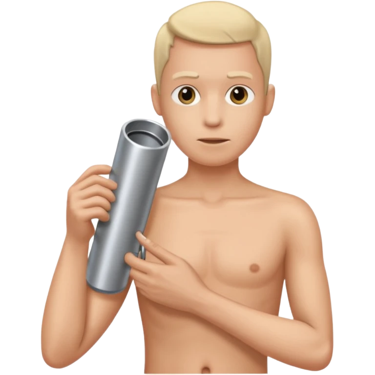 a beige skin colored hand holding a cylindrical tube, no sleeves, no clothes emoji
