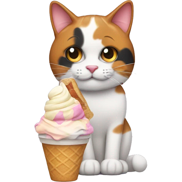calico cat with icecream sundae  emoji