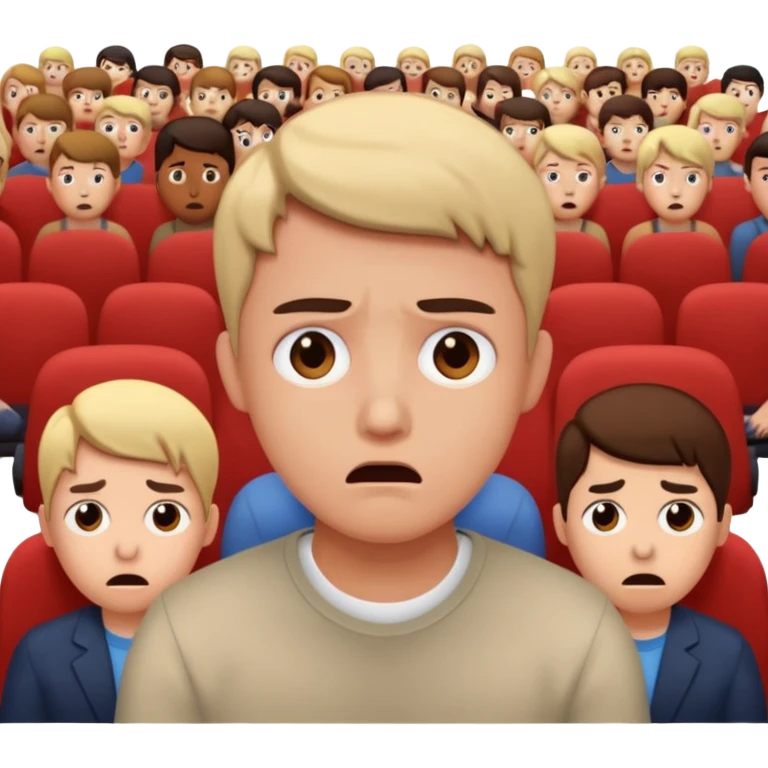 a FRONT PERSON FEELING FEAR, with the audience BEHIND HIM emoji