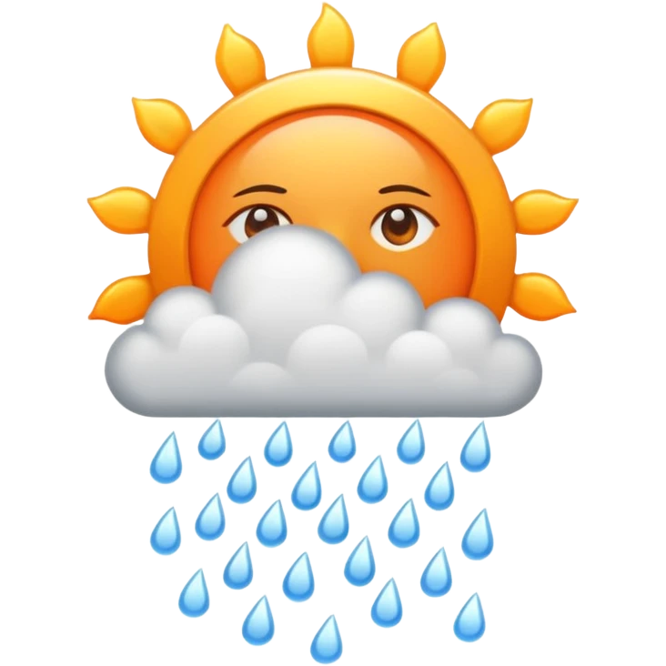 a sun with a large cloud blocking it with rain with no face emoji