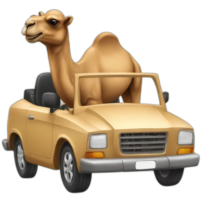 Camel driving a car emoji