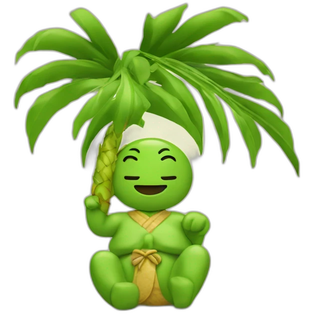 Chinois avec un palmier sur la tête emoji