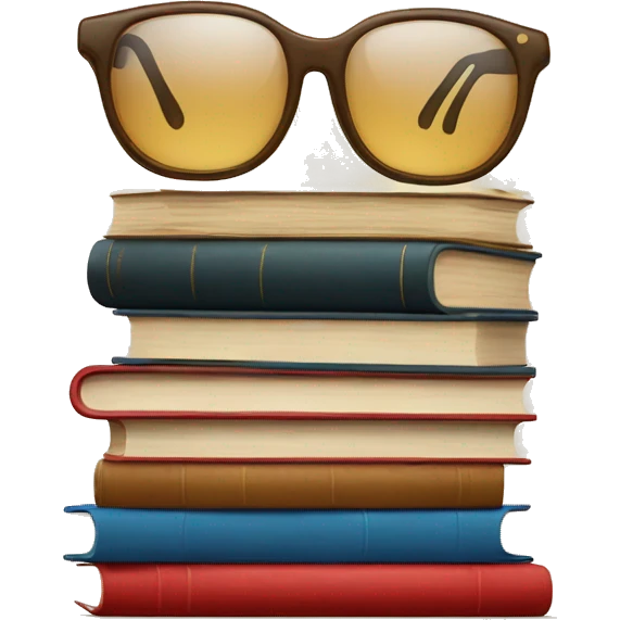 glasses on top of a stack of books beige emoji