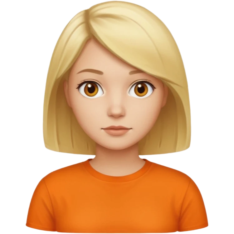 Women with blond hair bob and orange shirt emoji