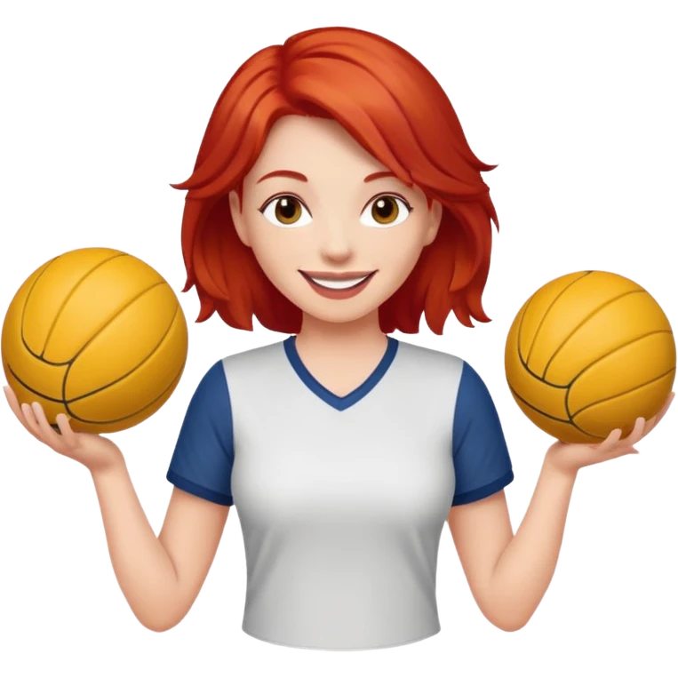 woman who play ball with red hair emoji