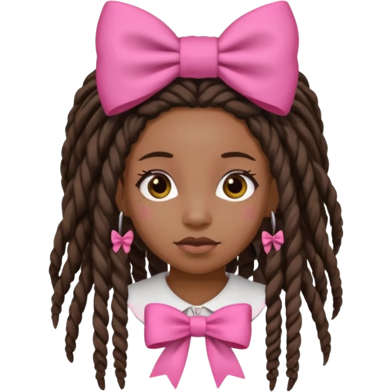 A black girl with dreadlocks and pink bows emoji