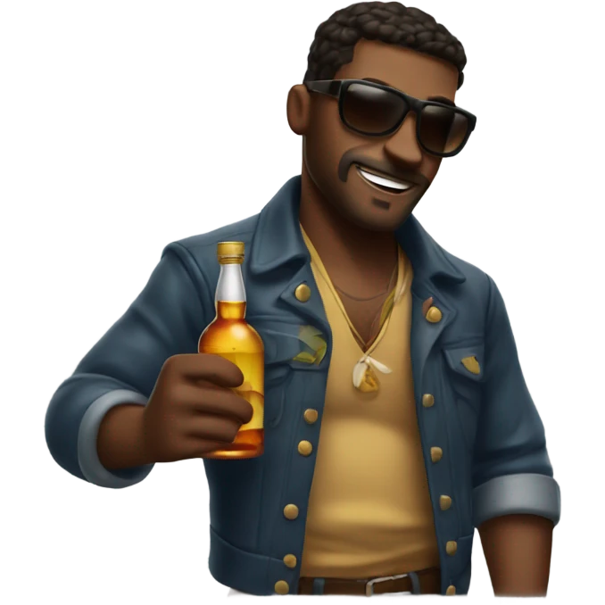 cool dude with rum bottle  emoji