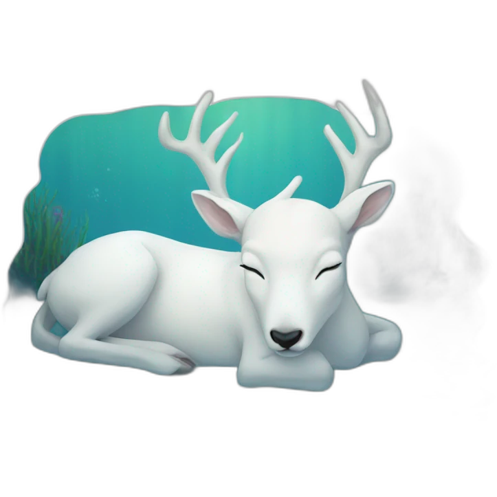 The white deer sleeping in the ocean emoji