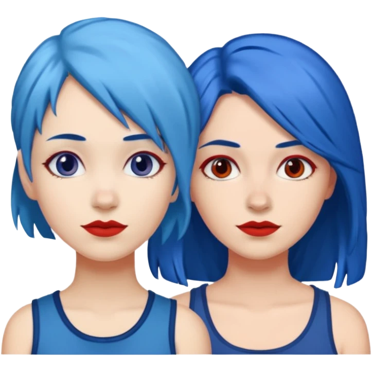 👭one having blue hair and one having red hair emoji