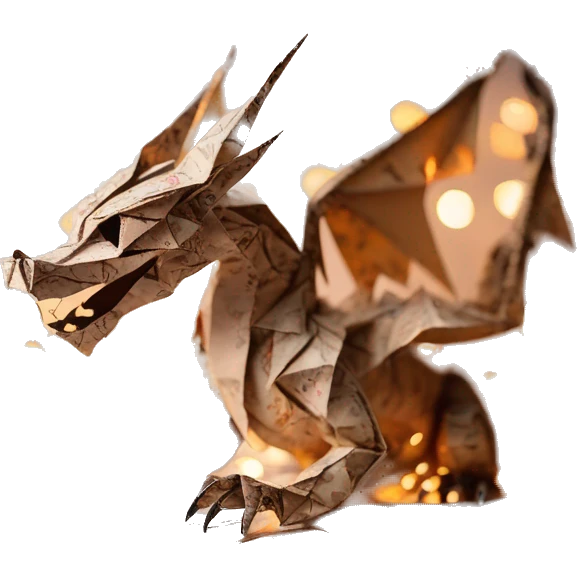 Charred Beige Origami dragon made of newspapers on fire letters on fire burnt paper surrounded by fairy lights swirls covered in dried flowers bokeh floral flowers fire flames emoji