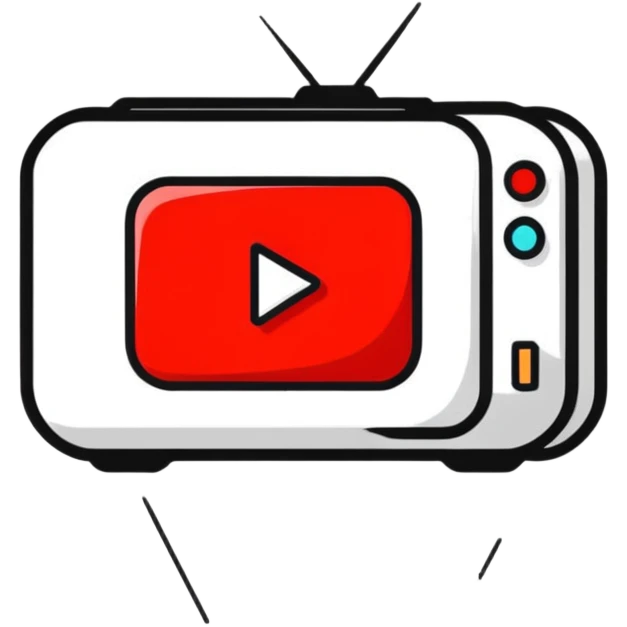 YouTube logo, red rounded rectangle with white play button emoji