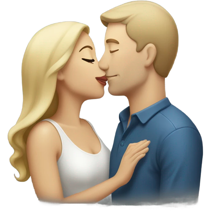 Light skin woman with kissing white man emoji