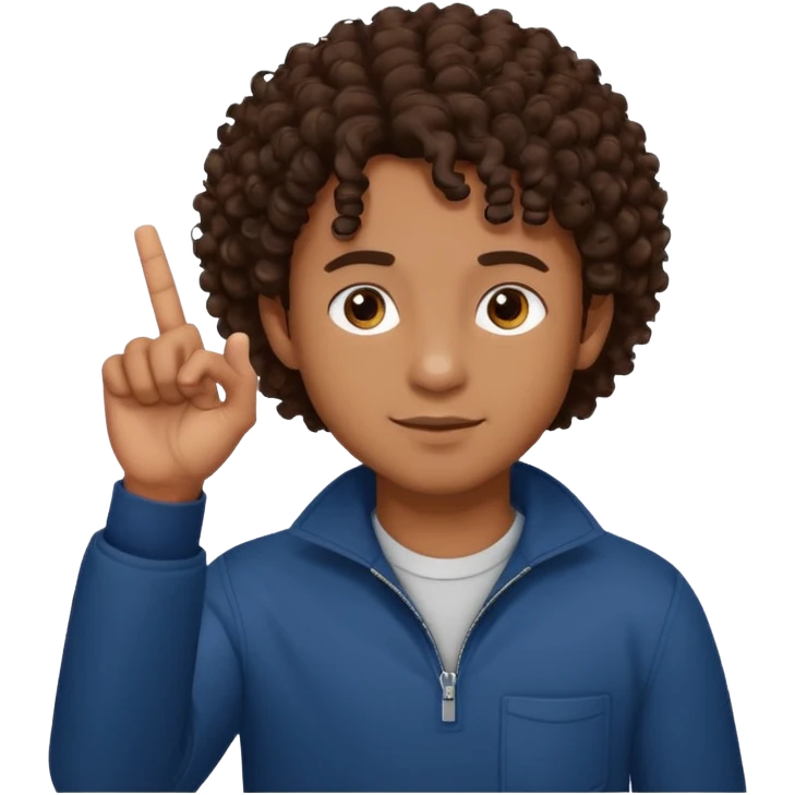 Ragazzo mulatto col coi ricci che fa il terzo dito emoji