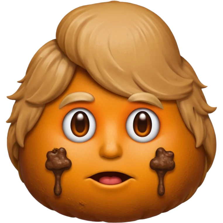 the poop emogi, a pile of poop in trumps image   none of those are what i want  i want the poop emogi with trumps face renbdered in poop, with an orange cast, and his wig on top emoji