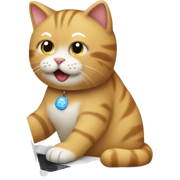 Un gato escribiendo en laptop emoji