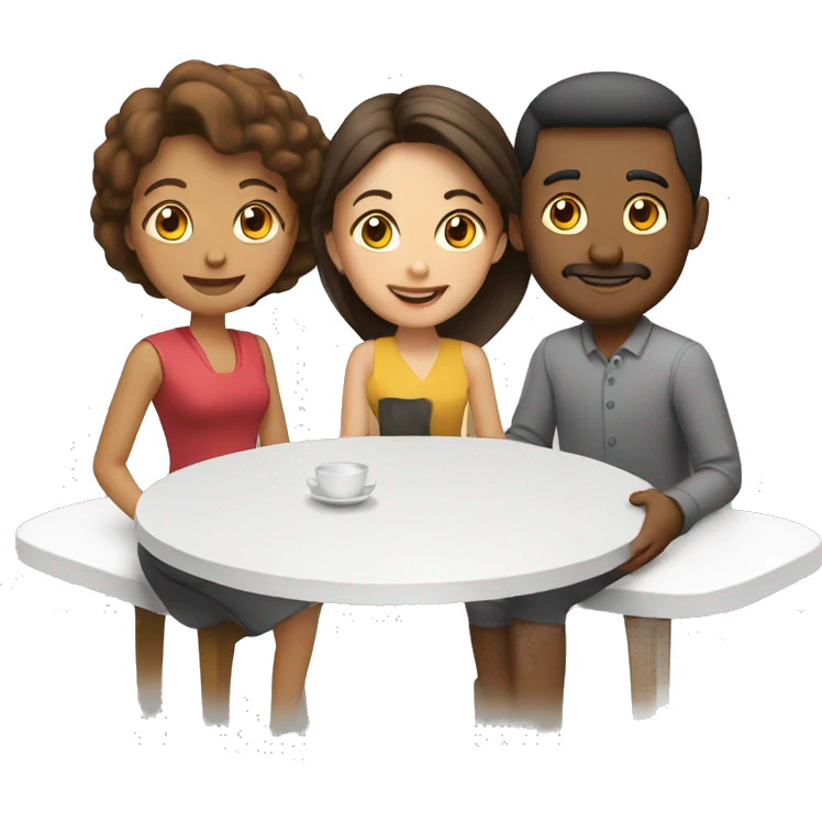 3 people around an restaurant table emoji