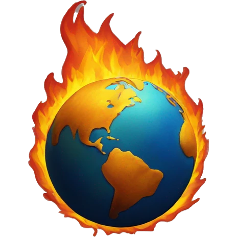 earth planet in fire emoji