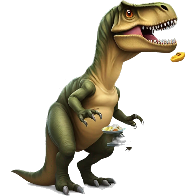 t-rex eating a labtop emoji