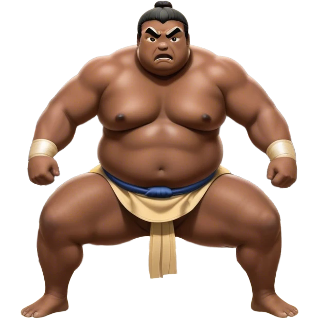 Sumo Wrestling – Cinematic Realistic Sumo Wrestling Scene, featuring a powerful sumo wrestler in traditional mawashi engaged in an intense bout on a sandy dohyo, muscles tensed and sweat glistening under dramatic arena lighting, capturing the raw energy and tradition of the sport. emoji