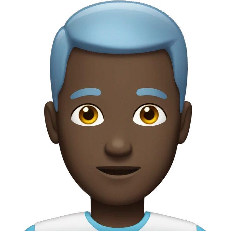 a man with dark skin, blue eyes and a buzz cut hairstyle with his hand on his forehead emoji