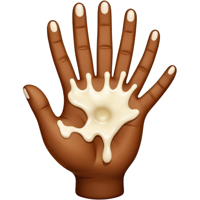 milk dripping directly off palm of brown hand with 5 fingers emoji