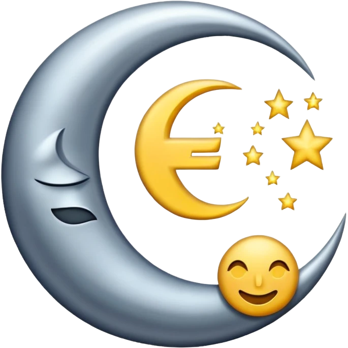 Letra (E) en una luna emoji