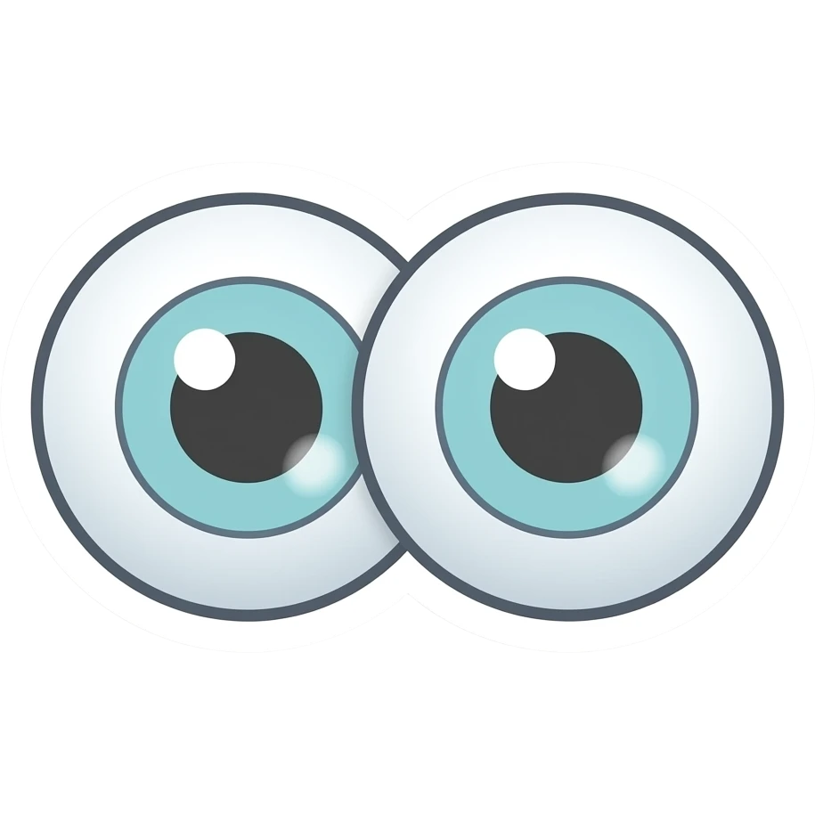 minimalistic line art sticker of two googly eyes, elegant thin strokes, pastel tones, clean vector design, no background, modern aesthetic, white outline emoji