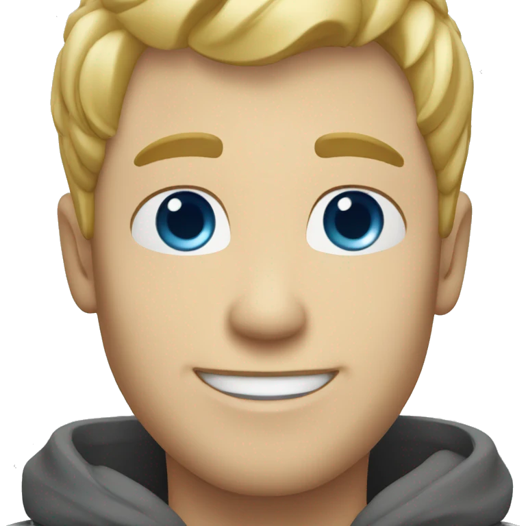 man with blond hair blue eyes smiling emoji