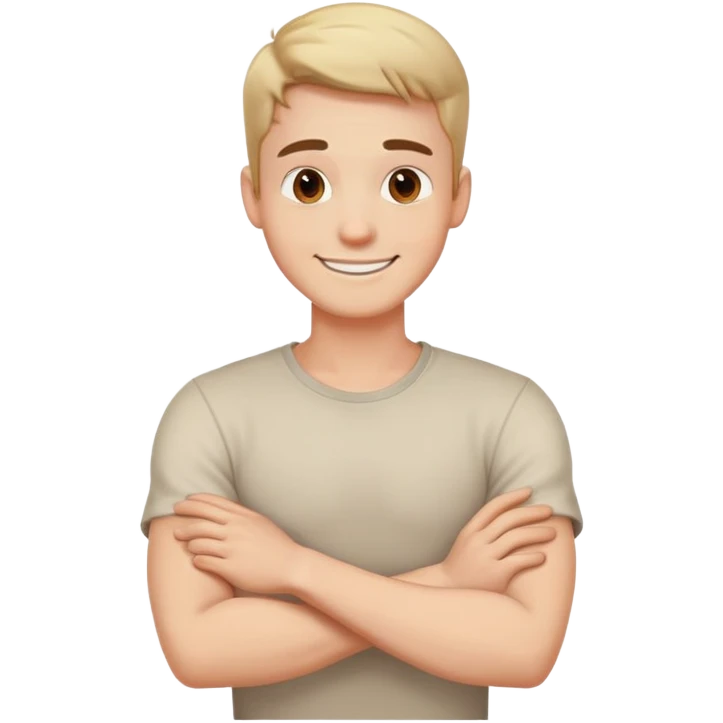 arms crossed holding neck laughing guy emoji
