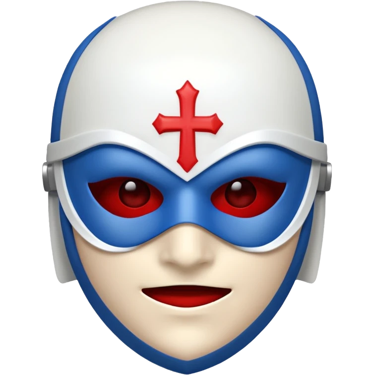 Make me an emoji to my school Holy cross davao college  representing this three colors ❤️💙🤍 make it like a crusader but fully mask on emoji