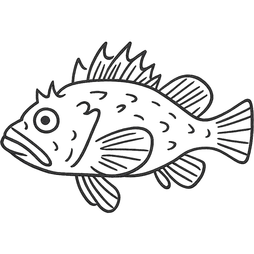 brown scorpion fish, hand drawn outlined icon with sketchy lines emoji