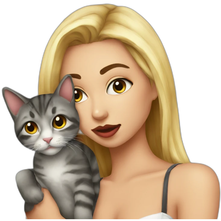 hot girl kiss cat emoji