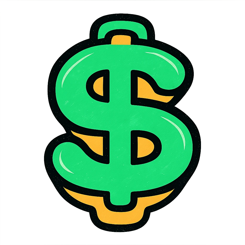 dollar sign, modern look, green gold and white color scheme, rounded shapes, simple design emoji