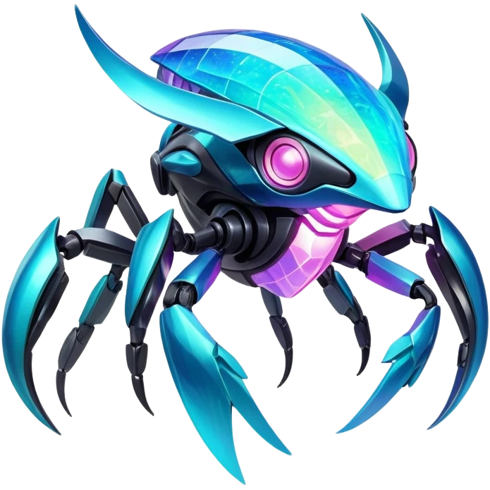  Epic legendary rare glowing mechanical Shiny sparkly transparent bioluminescent luminescent vibrant bright pastel dark exotic iridescent colorful gradients futuristic modern metallic glossy glittery fantasy-cyber-Fakémon-Pokémon-Vernid-creature emoji